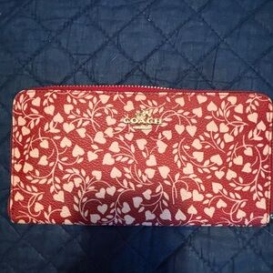 Coach Red and Cream Floral Wallet